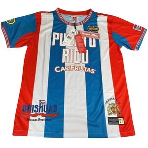 Headgear Classics Puerto Rico Youth Soccer Jersey Red White Blue Stripe L NWT